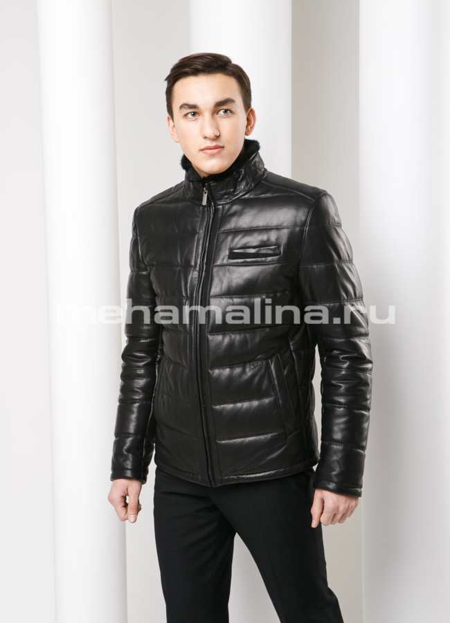 Пуховик мужской модель № ПМ-78 меха малина