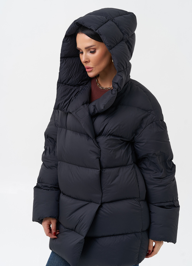 Женский пуховик с капюшоном  модель № 28969 универмаг малина