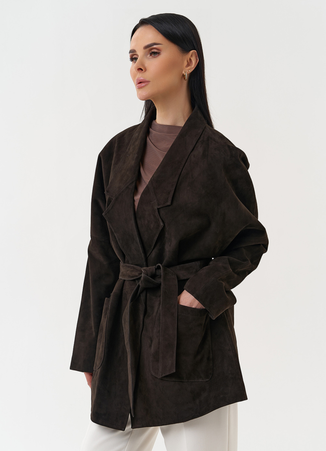 фото Куртка из натуральной замши коричневого цвета модель № 30400 фото Куртка из натуральной замши коричневого цвета модель № 30400