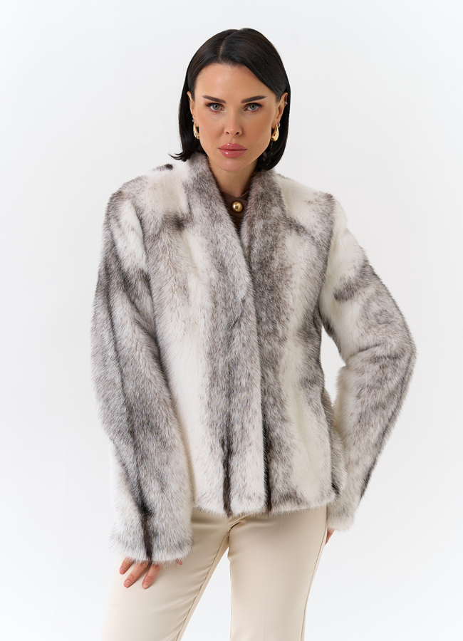 Жакет из меха норки крестовки Cross модель № 32136 меха малина