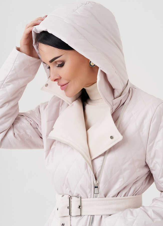 Куртка со съемным капюшоном в светло-бежевом цвете модель № 23915 универмаг малина