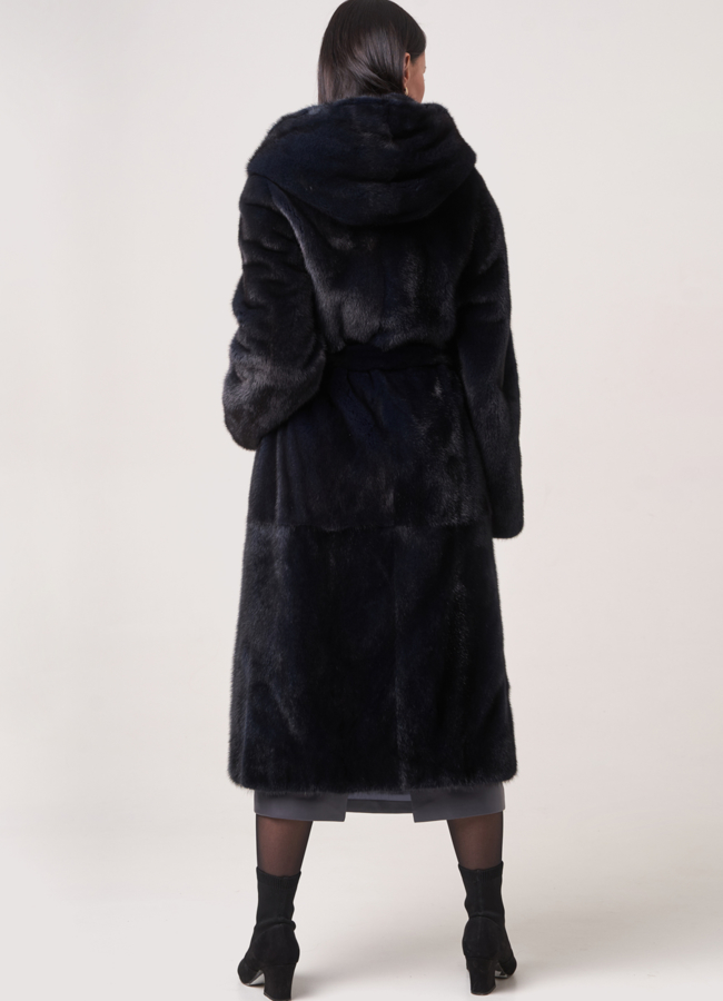 Норковая шуба прямая под пояс модель № S-758 в рассрочку