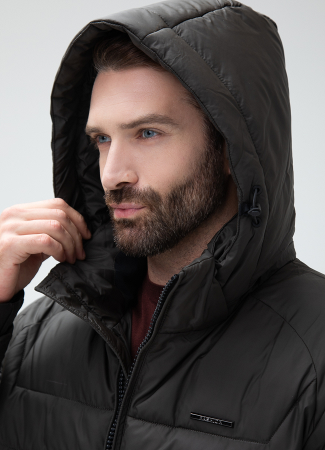 Мужской пуховик с капюшоном  модель № 28873 универмаг малина