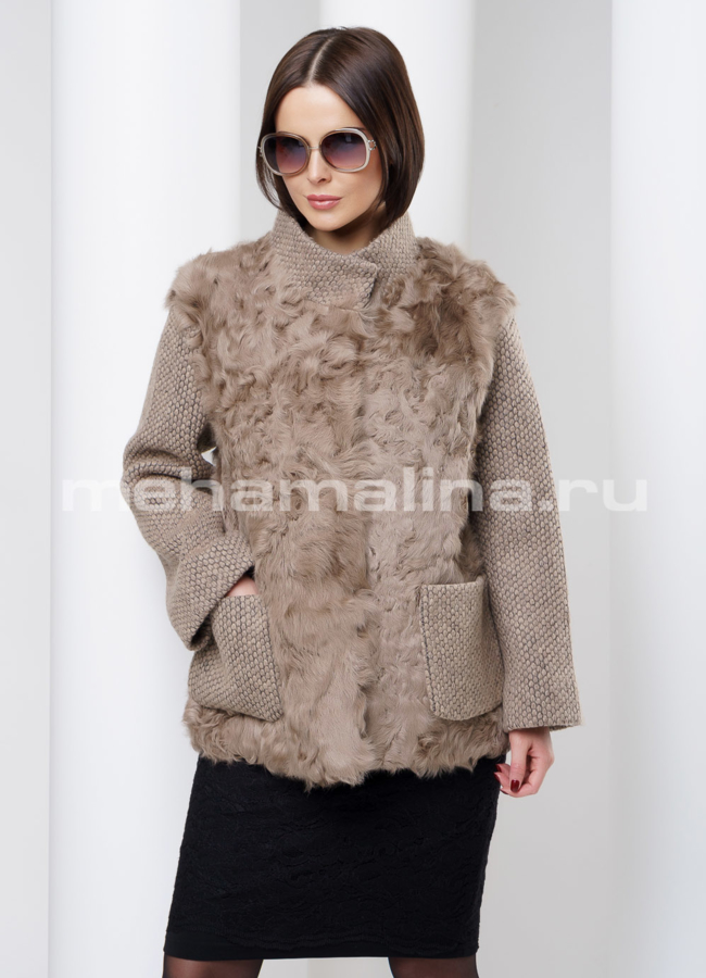 Пальто укороченное модель № BP-64 меха малина