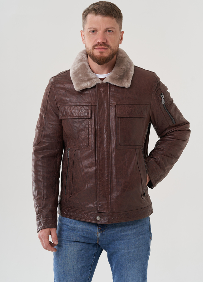фото Мужская кожаная куртка из натуральной кожи  модель № 82306