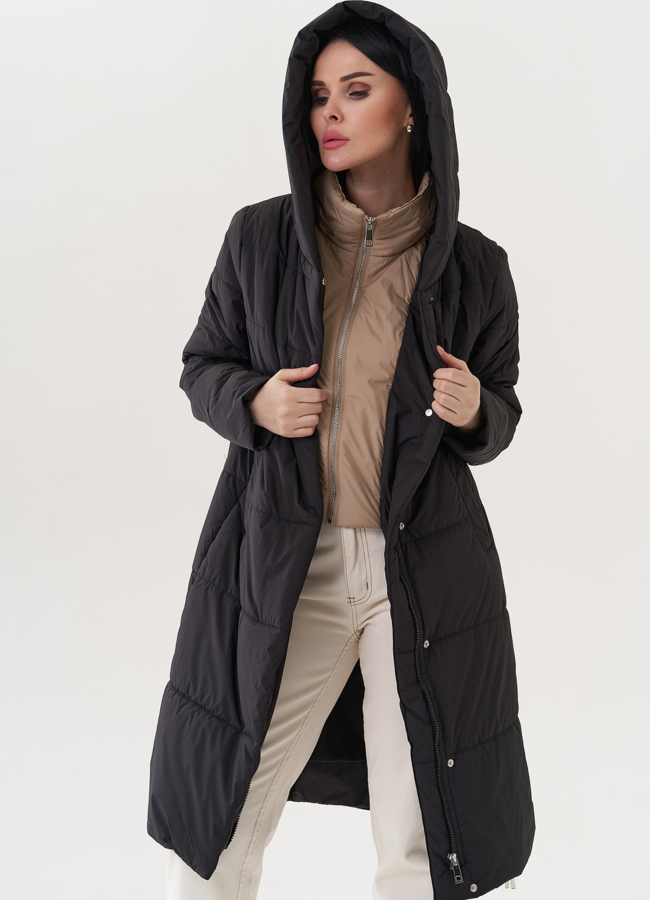 Удлиненная куртка с манишкой модель № 26743 универмаг малина