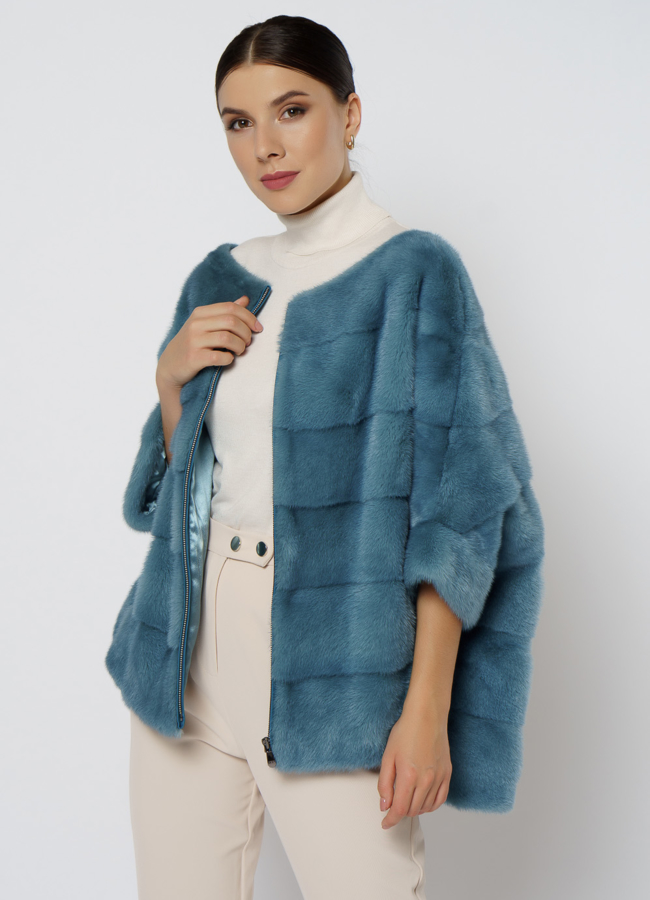 Короткая шуба на молнии модель № 1211 универмаг малина