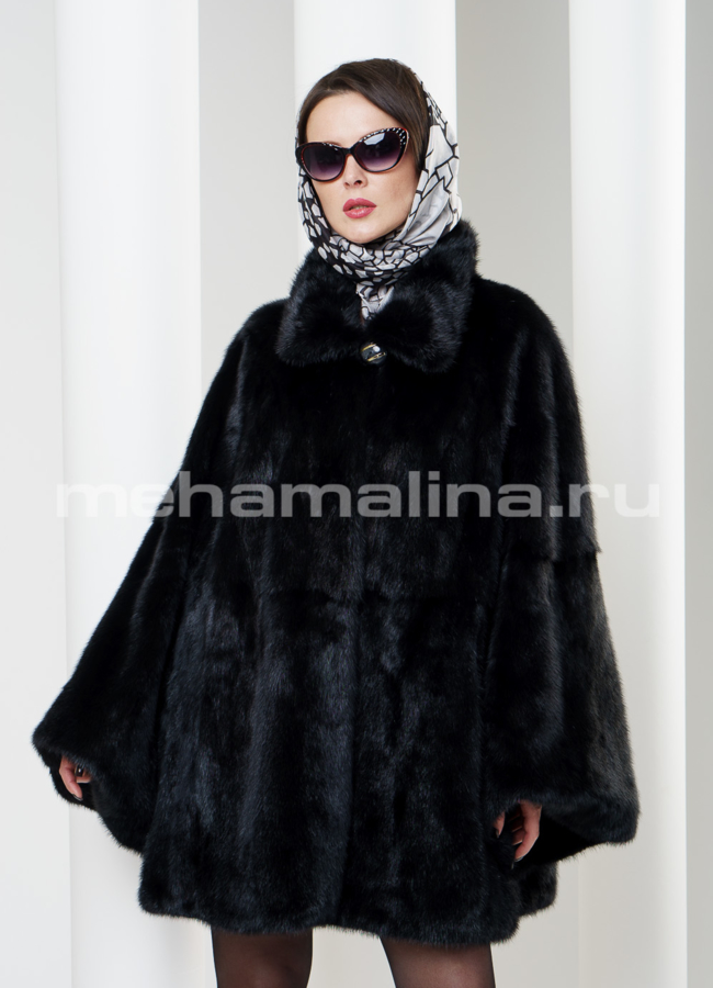 фото Манто из норки, воротник стойка модель № S-283 фото Манто из норки, воротник стойка модель № S-283