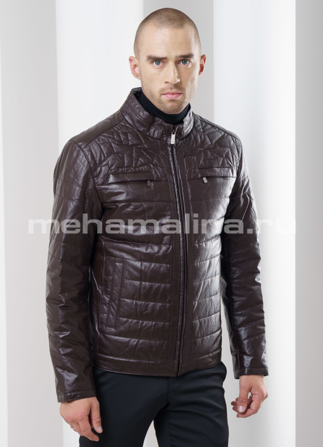 Кожаная куртка модель № KP-158 универмаг малина