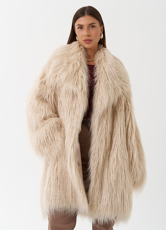 Женское полупальто из эко меха под ламу модель № 28545 универмаг малина