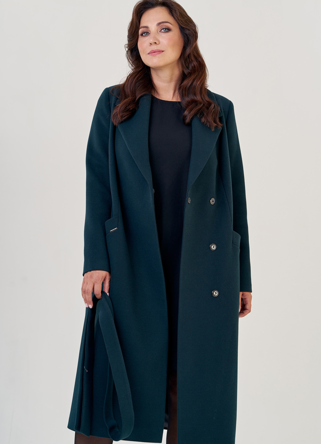 Женское пальто с английским воротником в зеленом цвете модель № 23180 универмаг малина