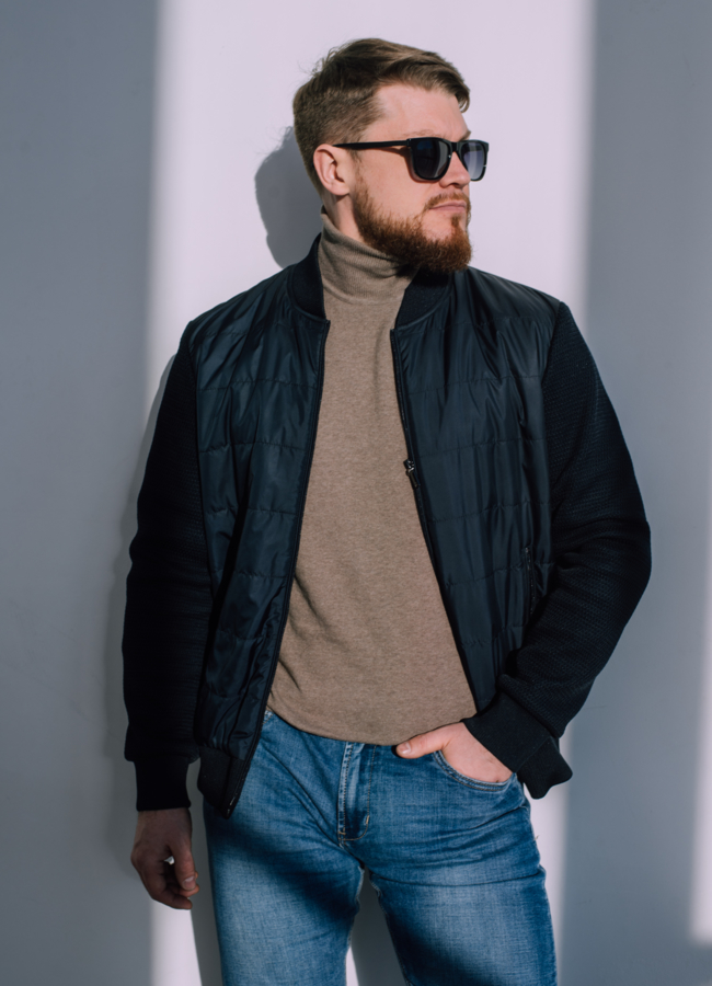 Куртка бомбер синего цвета  модель № 22457 в рассрочку Куртка бомбер синего цвета  модель № 22457 в рассрочку