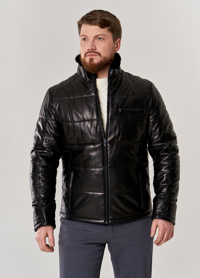 Мужская зимняя куртка из натуральной кожи модель № П-504 универмаг малина