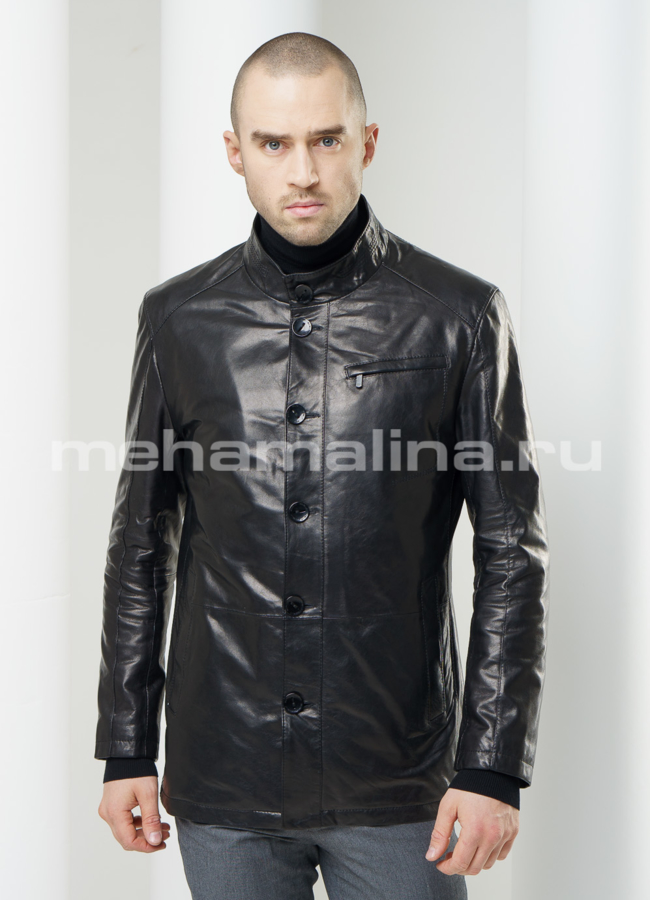 Мужская кожаная куртка модель № KP-116 универмаг малина
