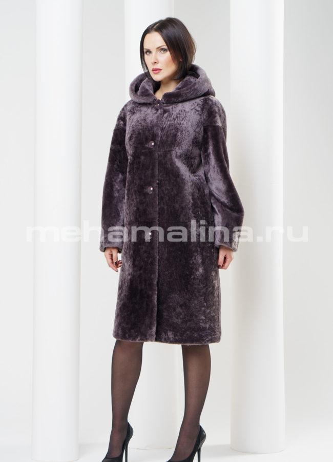 Шуба из астрагана, съемный капюшон модель № S-315 универмаг малина
