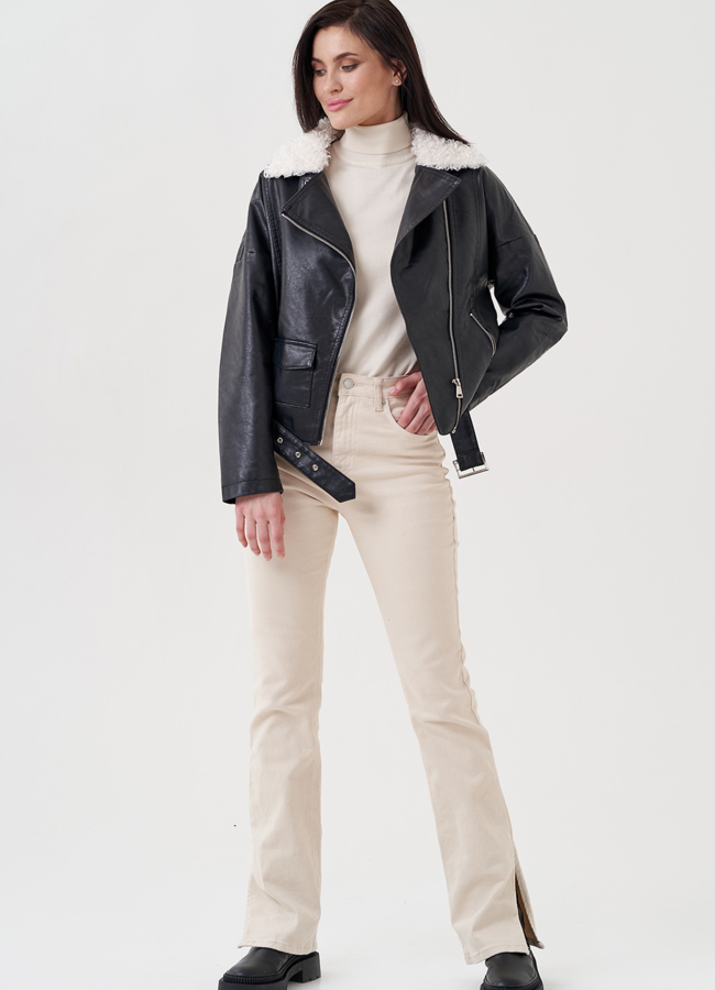 Куртка косуха демисезонная из эко кожи на утеплителе модель № 23997 универмаг малина