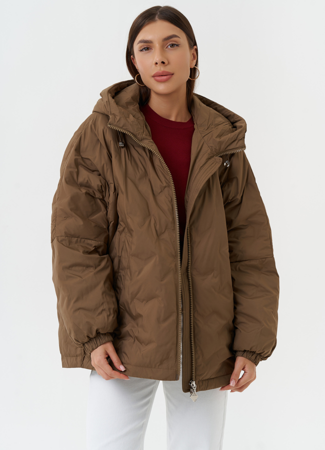 Женская куртка оверсайз с капюшоном модель № 27870 универмаг малина