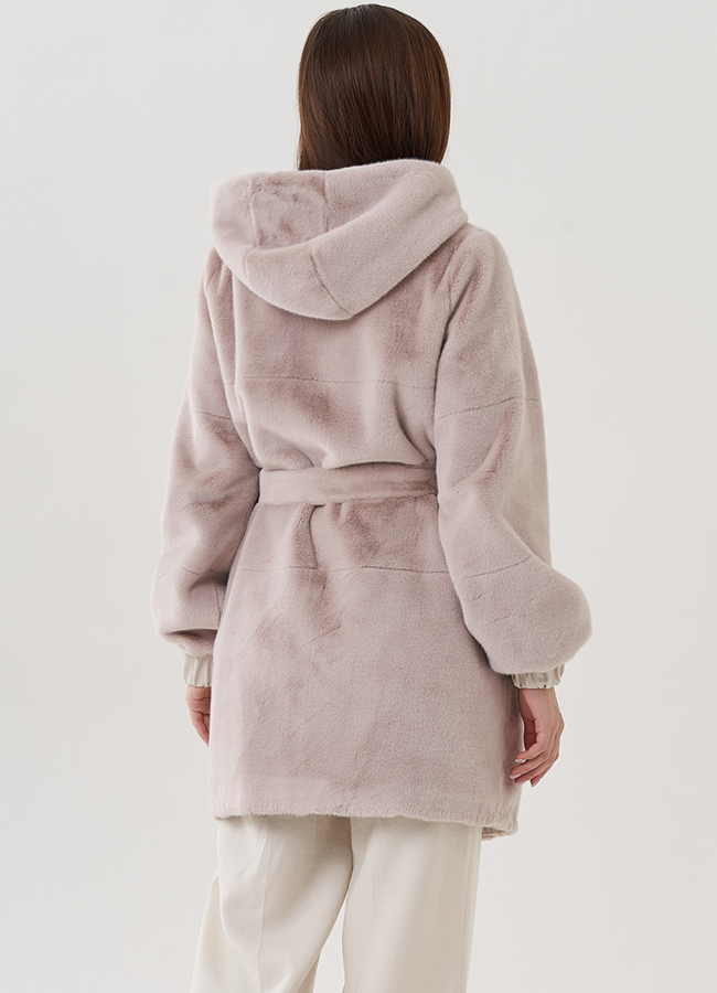 Двухстороннее женское полупальто из эко меха модель № 25352 универмаг малина