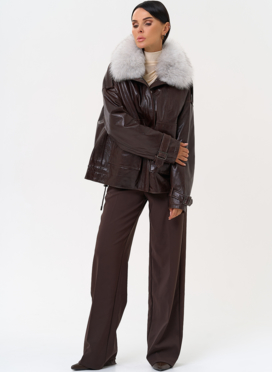 Короткий пуховик из натуральной кожи Короткий пуховик из натуральной кожи