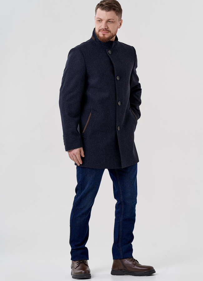 фото Мужское пальто в темно-синем цвете  модель № 24412