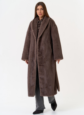 Женская шуба из эко меха с воротником шаль Женская шуба из эко меха с воротником шаль