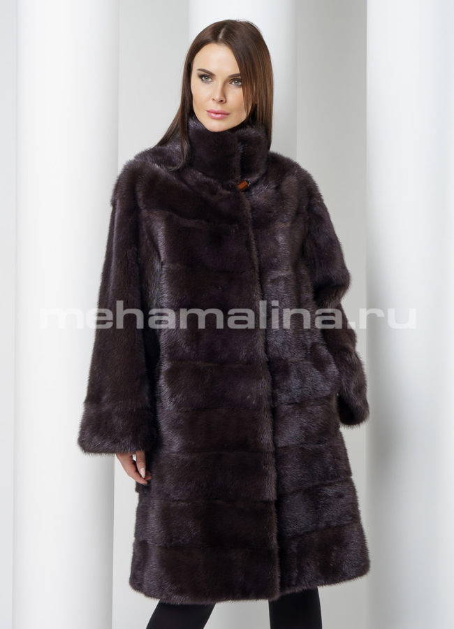 Норковая шуба цвет шоколад модель № S-560 универмаг малина