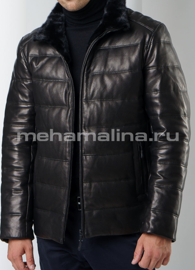 фото Кожаный пуховик модель № ПМ-88