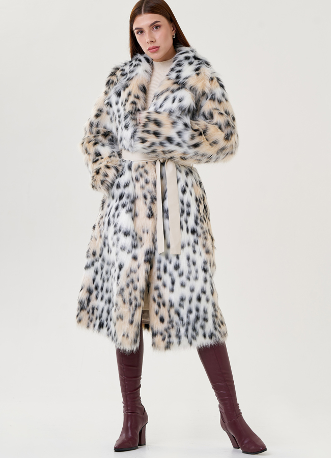 Женское пальто из искусственной рыси  модель № 23614 в кредит