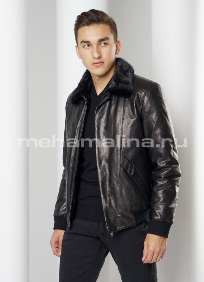 Кожаный пуховик модель № ПМ-99 в кредит