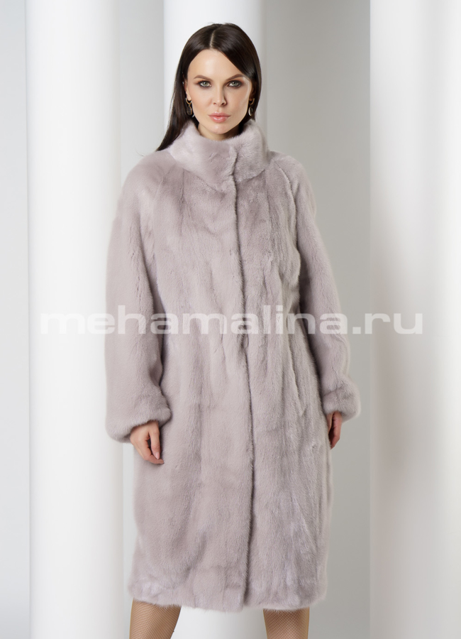 Норковая шуба с воротником модель № S-751 универмаг малина