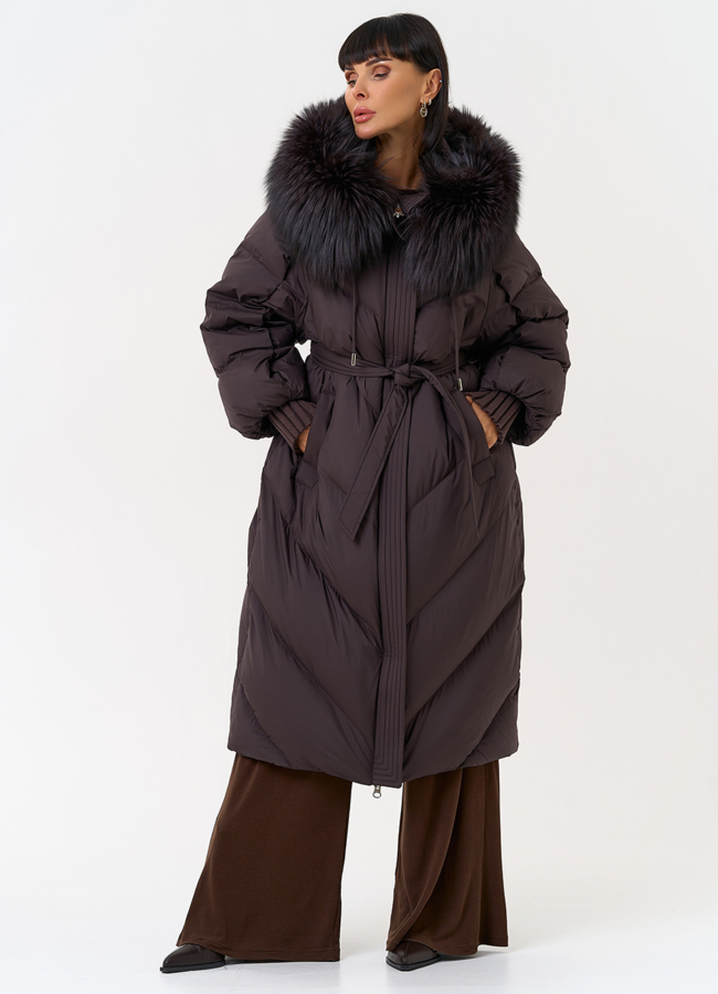 Женский пуховик с капюшоном из меха чернобурки модель № 31538 универмаг малина Женский пуховик с капюшоном из меха чернобурки модель № 31538 универмаг малина