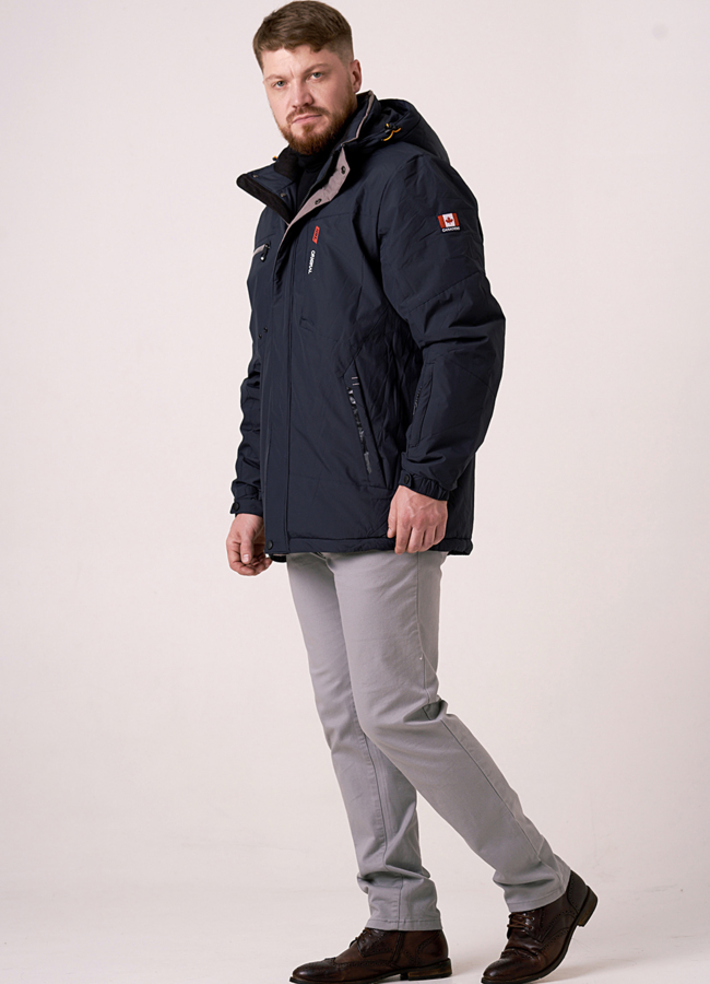 Пуховик мужской синего цвета со съемным капюшоном модель № 19-05 универмаг малина