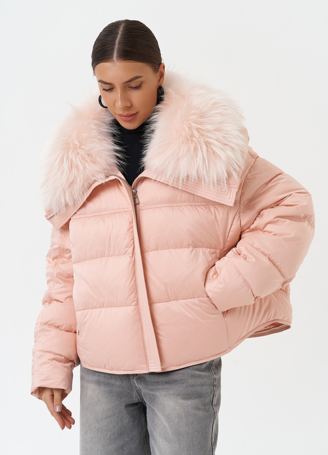 Оверсайз куртка с мехом песца модель № 28575 в рассрочку