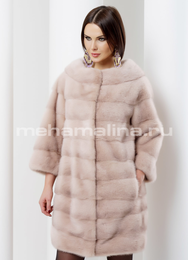 фото Светлая норковая шуба модель № S-484