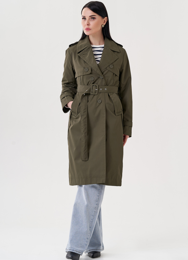 Женский плащ с английским воротником  модель № 24477 меха малина