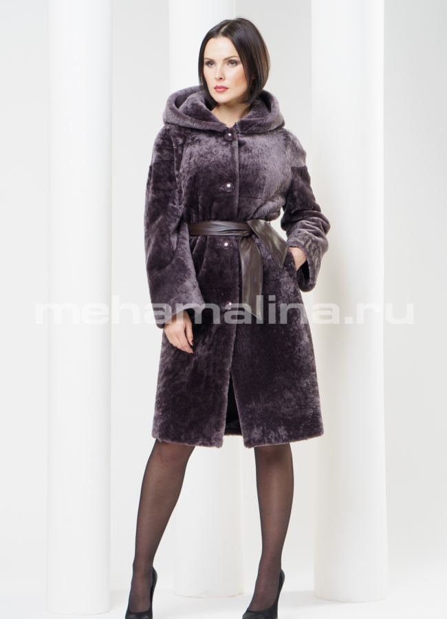 Шуба из астрагана, съемный капюшон модель № S-315 в кредит
