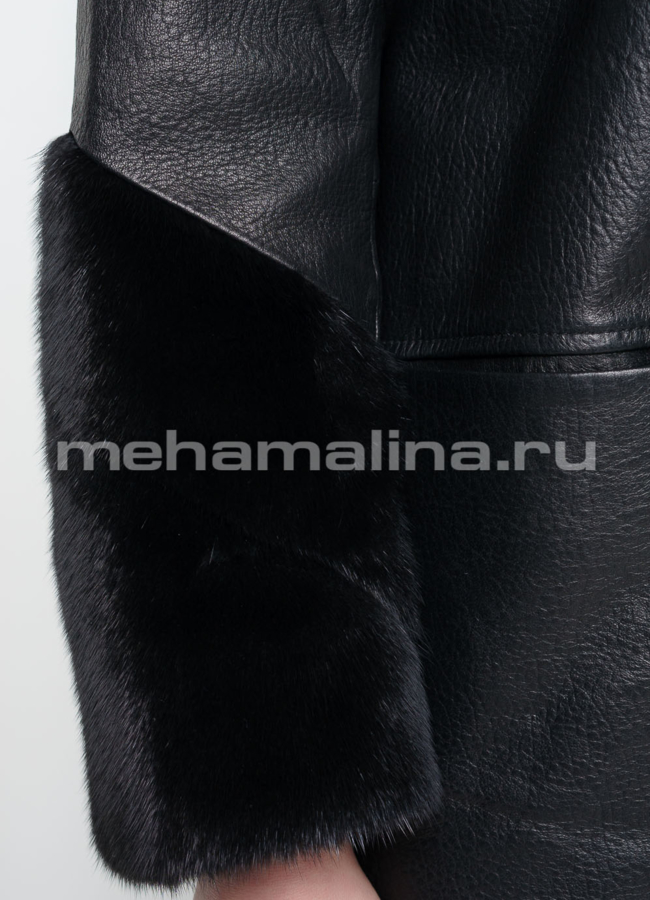 Плащ с отделкой из норки модель № K-434 универмаг малина