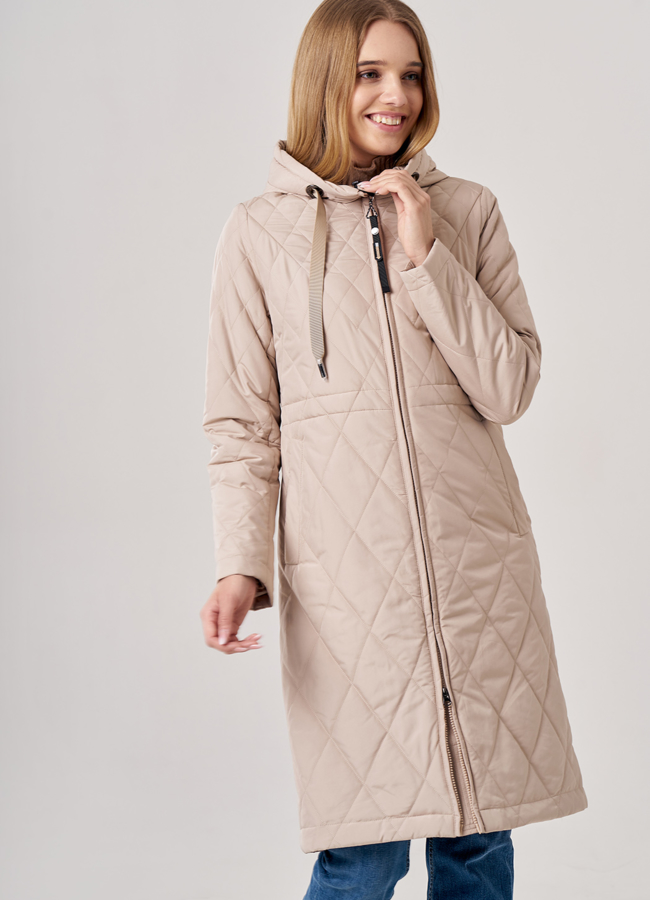 Полупальто женское бежевого цвета модель № 20603 универмаг малина