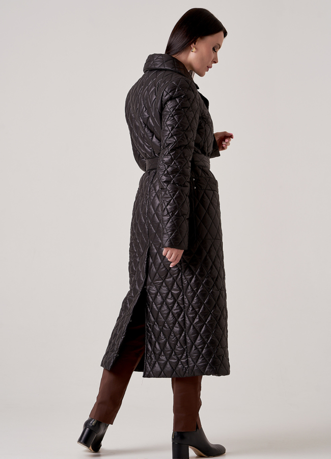 фото Женское утепленное пальто черного цвета модель № 2698