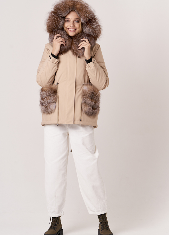 Парка женская с меховыми карманами модель № 17723 универмаг малина