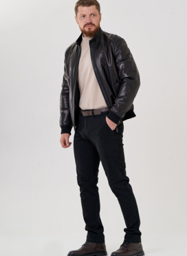 Куртка мужская черного цвета из натуральной кожи