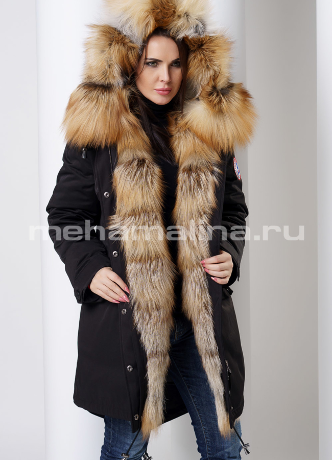 Парка с мехом лисы модель № П-160 универмаг малина