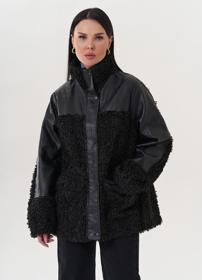 Комбинированный жакет с эко мехом модель № 26853 универмаг малина