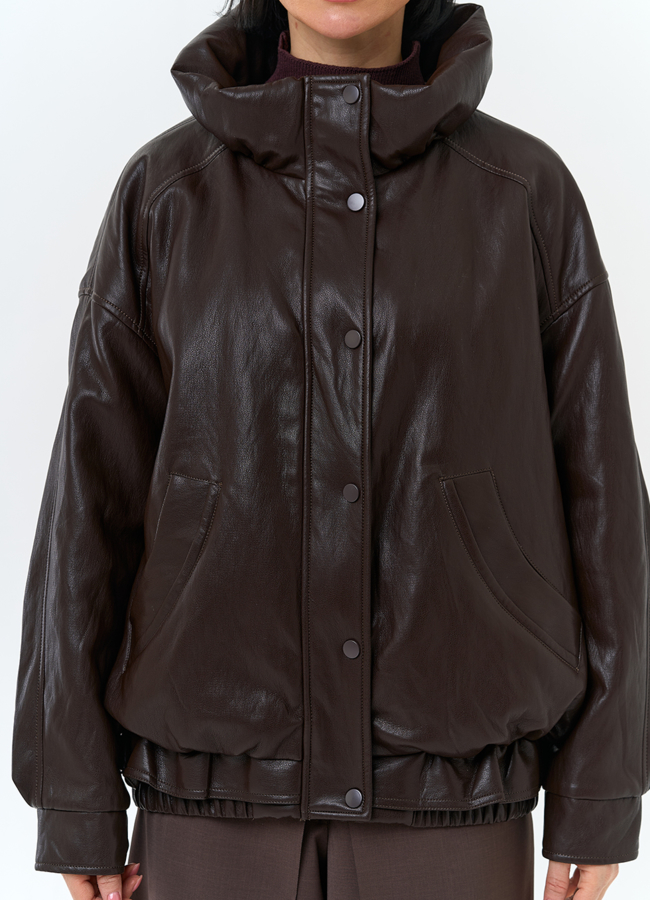 Женская утепленная куртка из эко кожи модель № 32843 универмаг малина