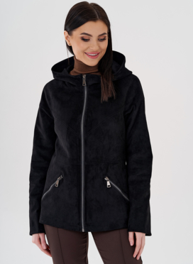 Куртка из эко замши с капюшоном