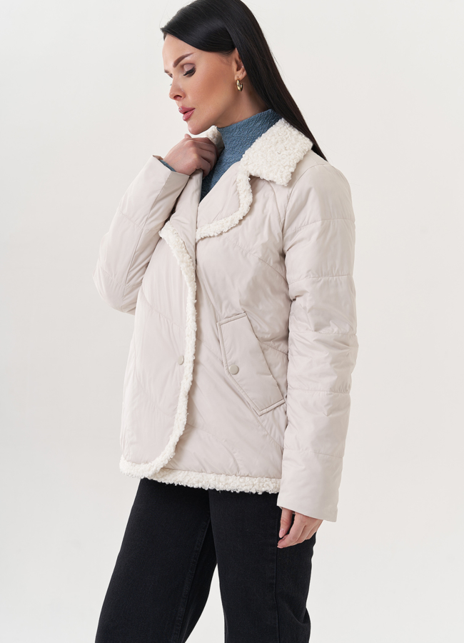 Куртка с отделкой эко мехом модель № 26870 в кредит