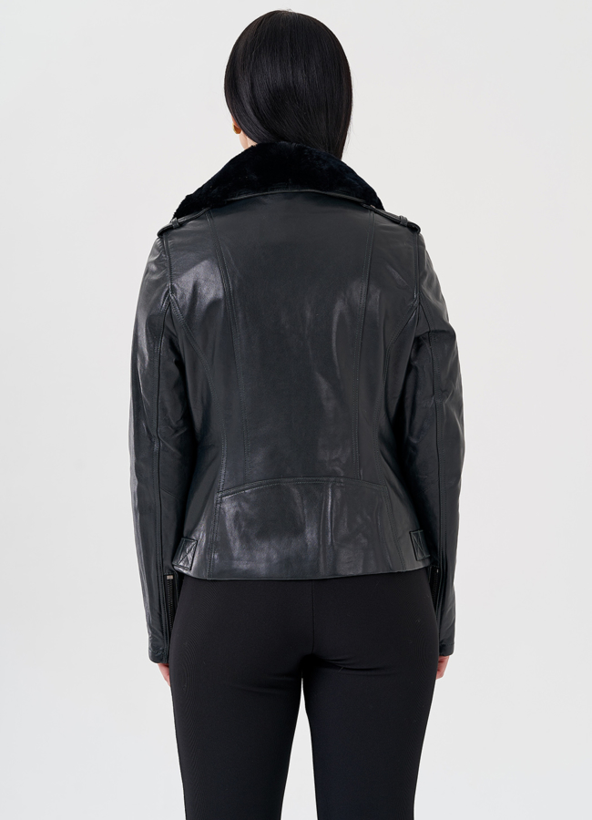 Куртка из натуральной кожи с мехом модель № 80205 в кредит