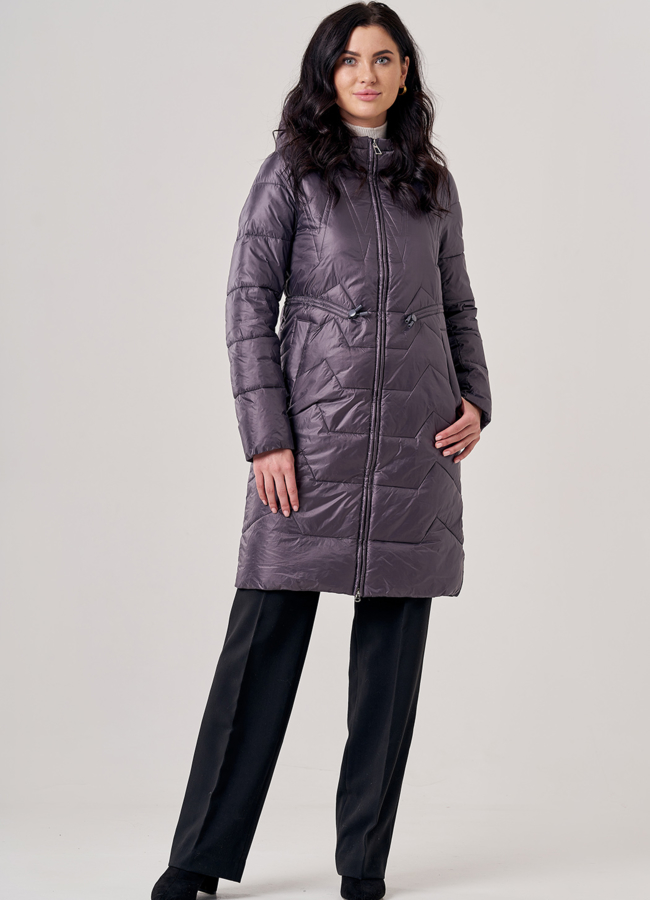 фото Полупальто женское серого цвета модель № 20601