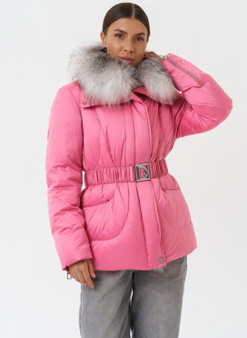 Пуховик с мехом чернобурки