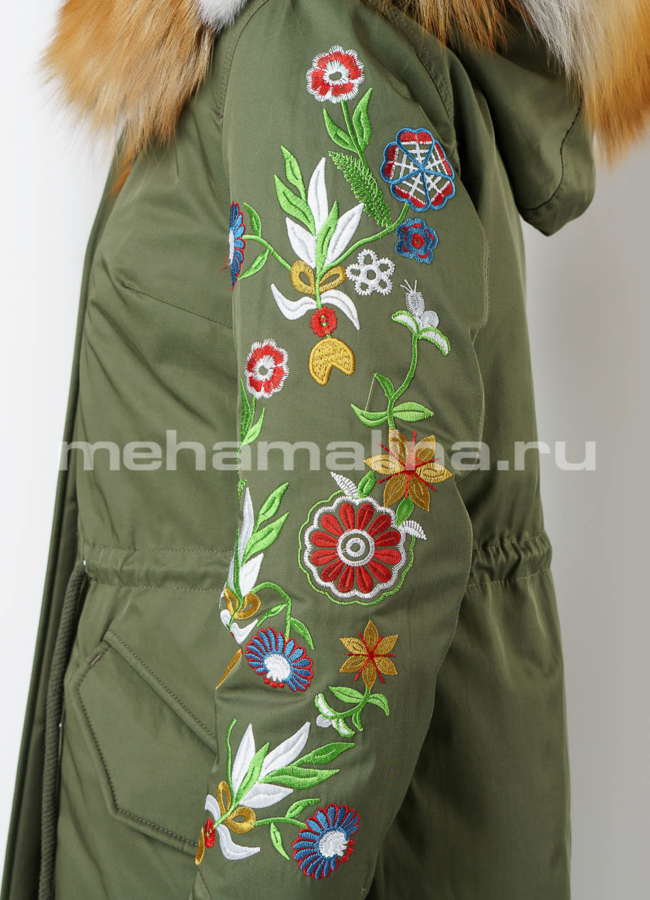 Парка с вышивкой  модель № П-212 универмаг малина